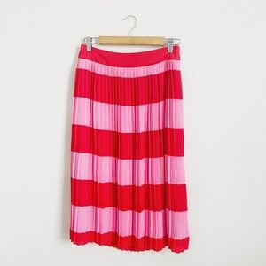 J.Crew High Waisted Pleated Midi Striped Skirt
